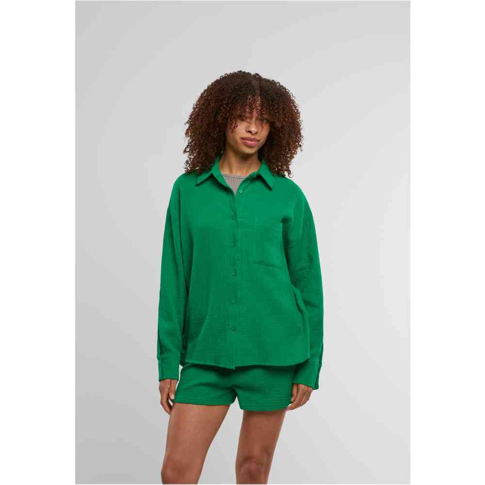 Urban Classics - Oversized Musselin Bluse - Grün
